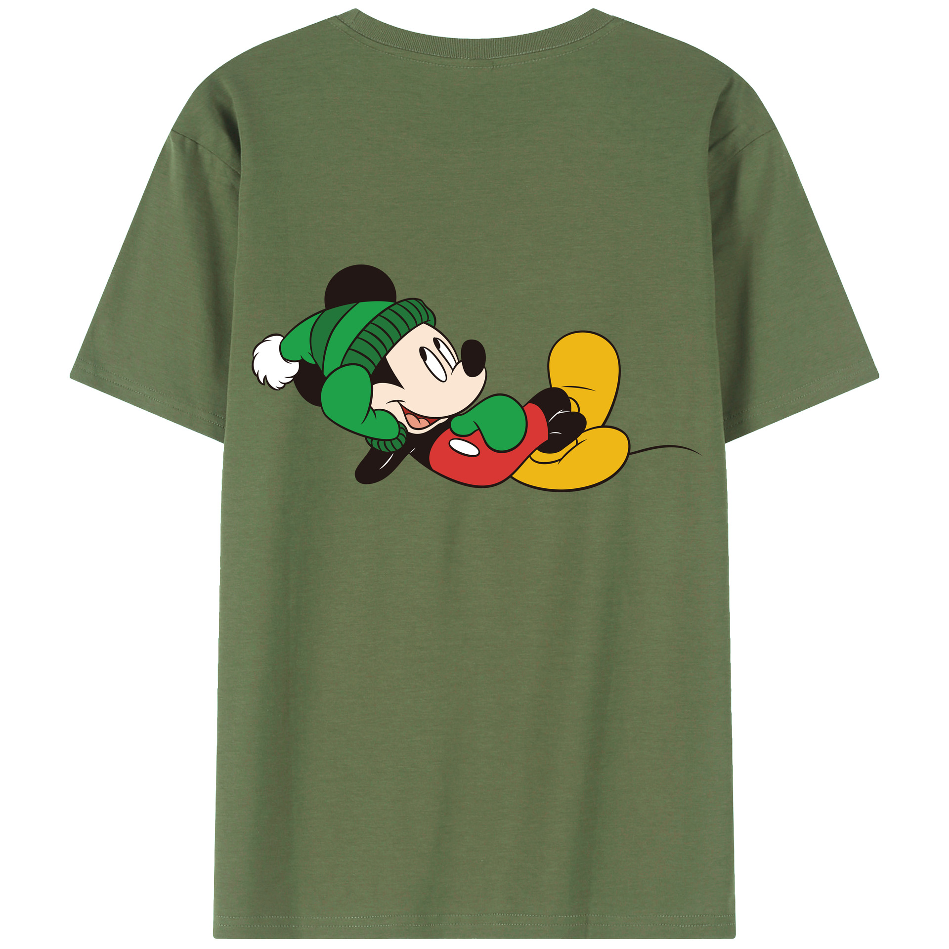 ミッキーマウス Mickey Mouse 綿100％ メンズ半袖Tシャツ（バックプリント） 通気性